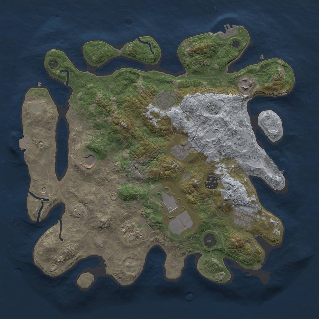Rust Map: Procedural Map, Size: 3500, Seed: 865506659, 17 Monuments