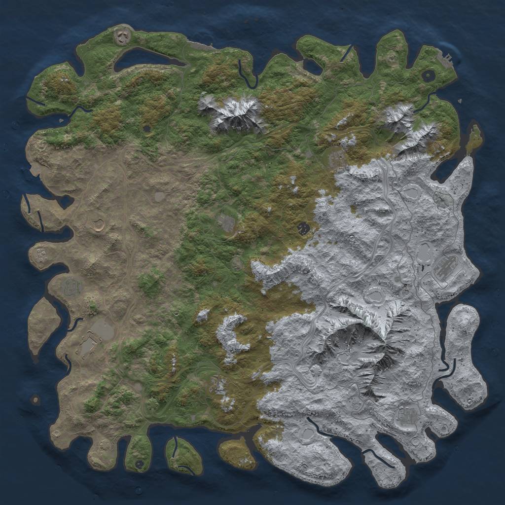 Rust Map: Procedural Map, Size: 6000, Seed: 234234324, 19 Monuments