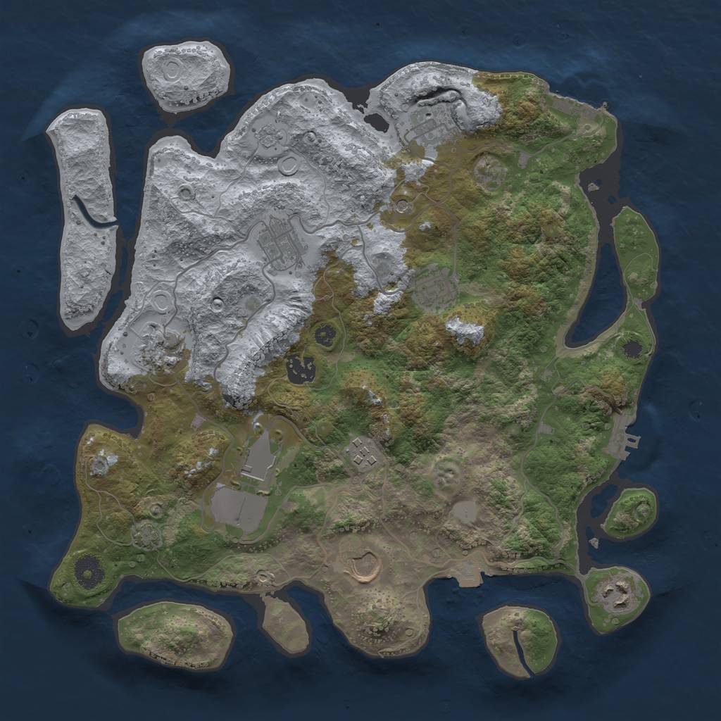 Rust Map: Procedural Map, Size: 3500, Seed: 1694583875, 17 Monuments