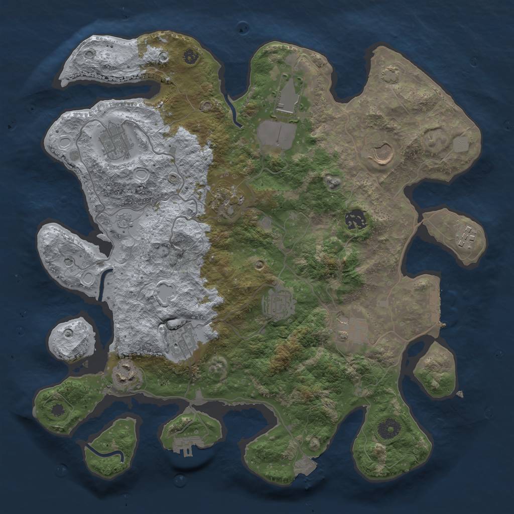 Rust Map: Procedural Map, Size: 3600, Seed: 25289164, 18 Monuments