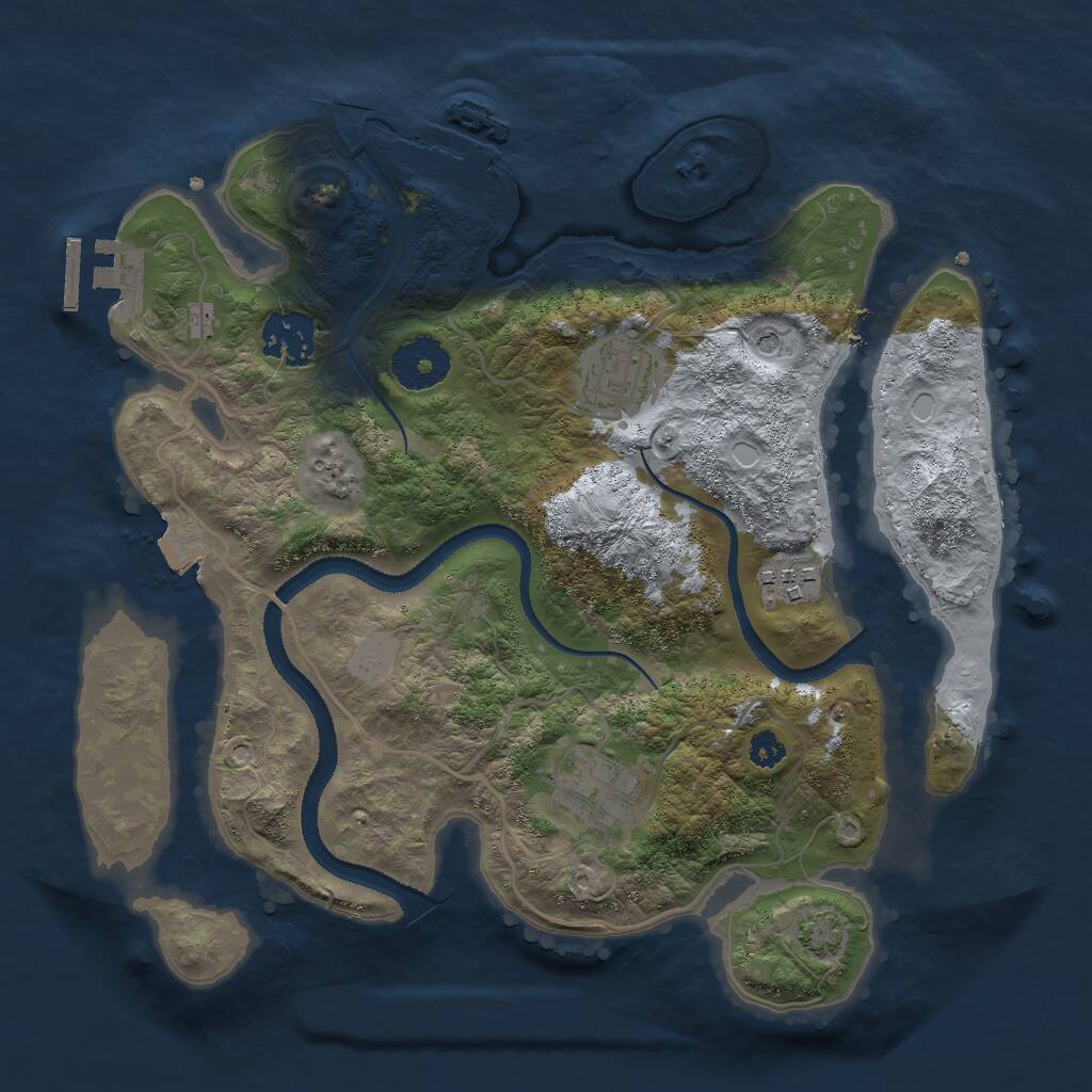 Rust Map: Procedural Map, Size: 3000, Seed: 1577152893, 9 Monuments