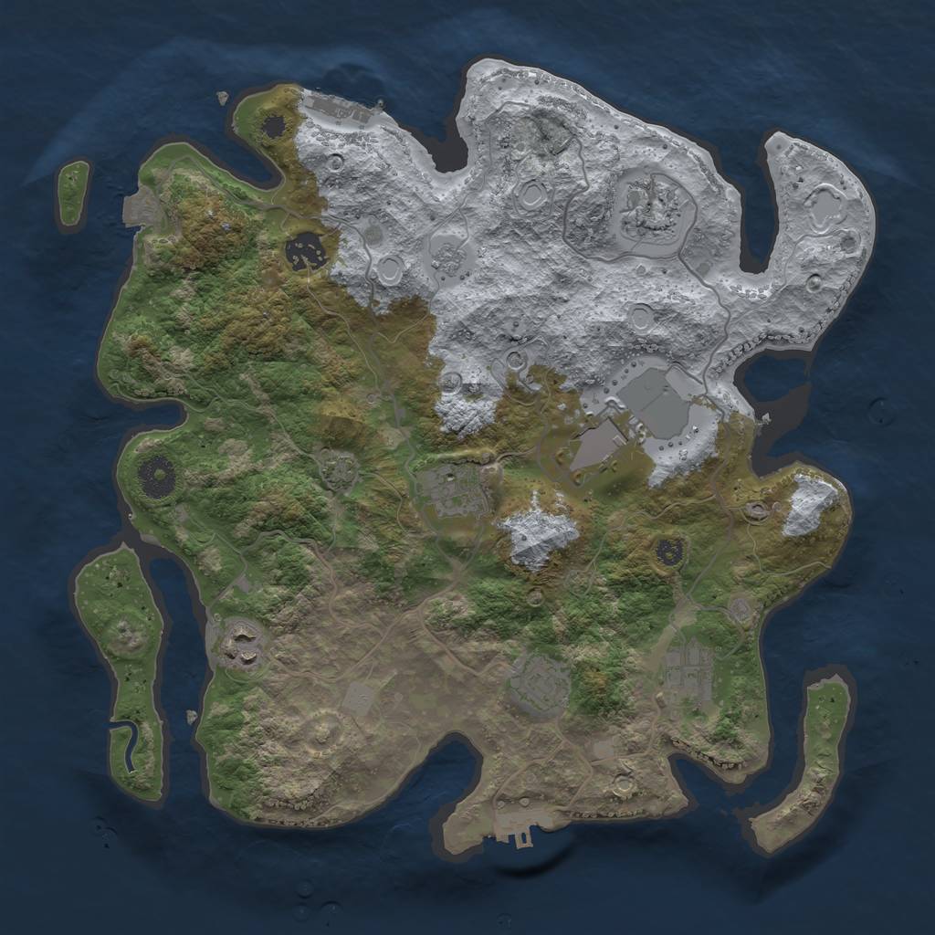 Rust Map: Procedural Map, Size: 3500, Seed: 240878950, 15 Monuments