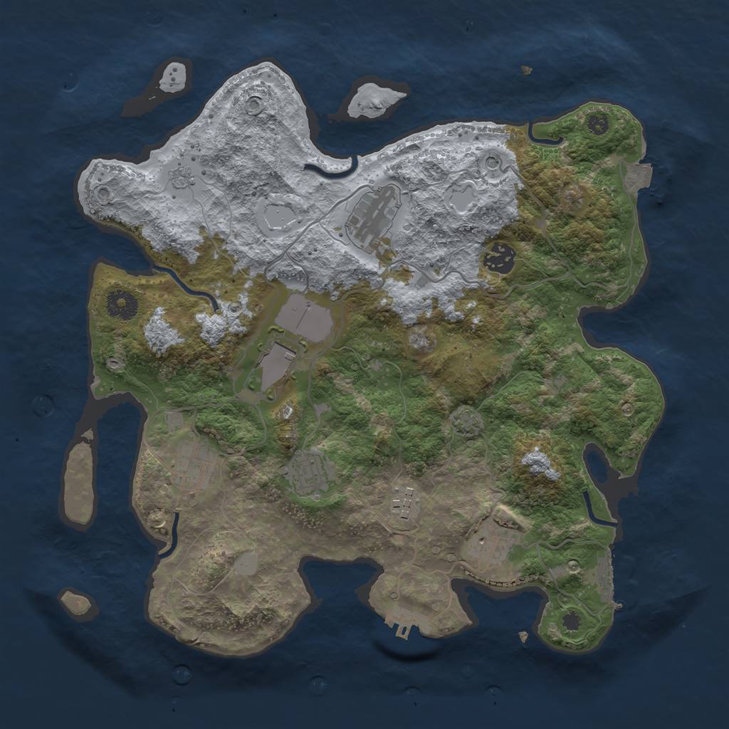 Rust Map: Procedural Map, Size: 3500, Seed: 1675536337, 15 Monuments