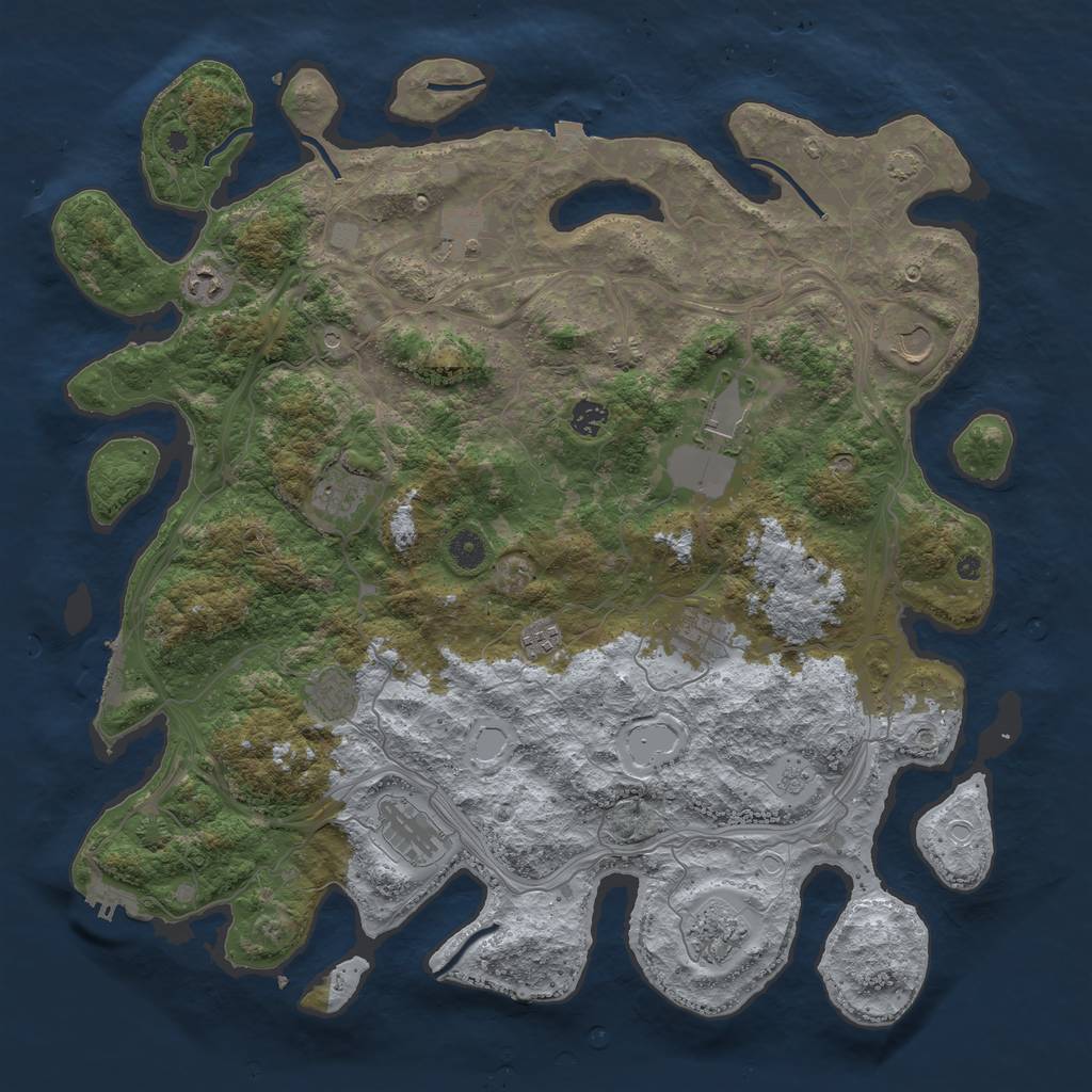 Rust Map: Procedural Map, Size: 4500, Seed: 105598271, 19 Monuments