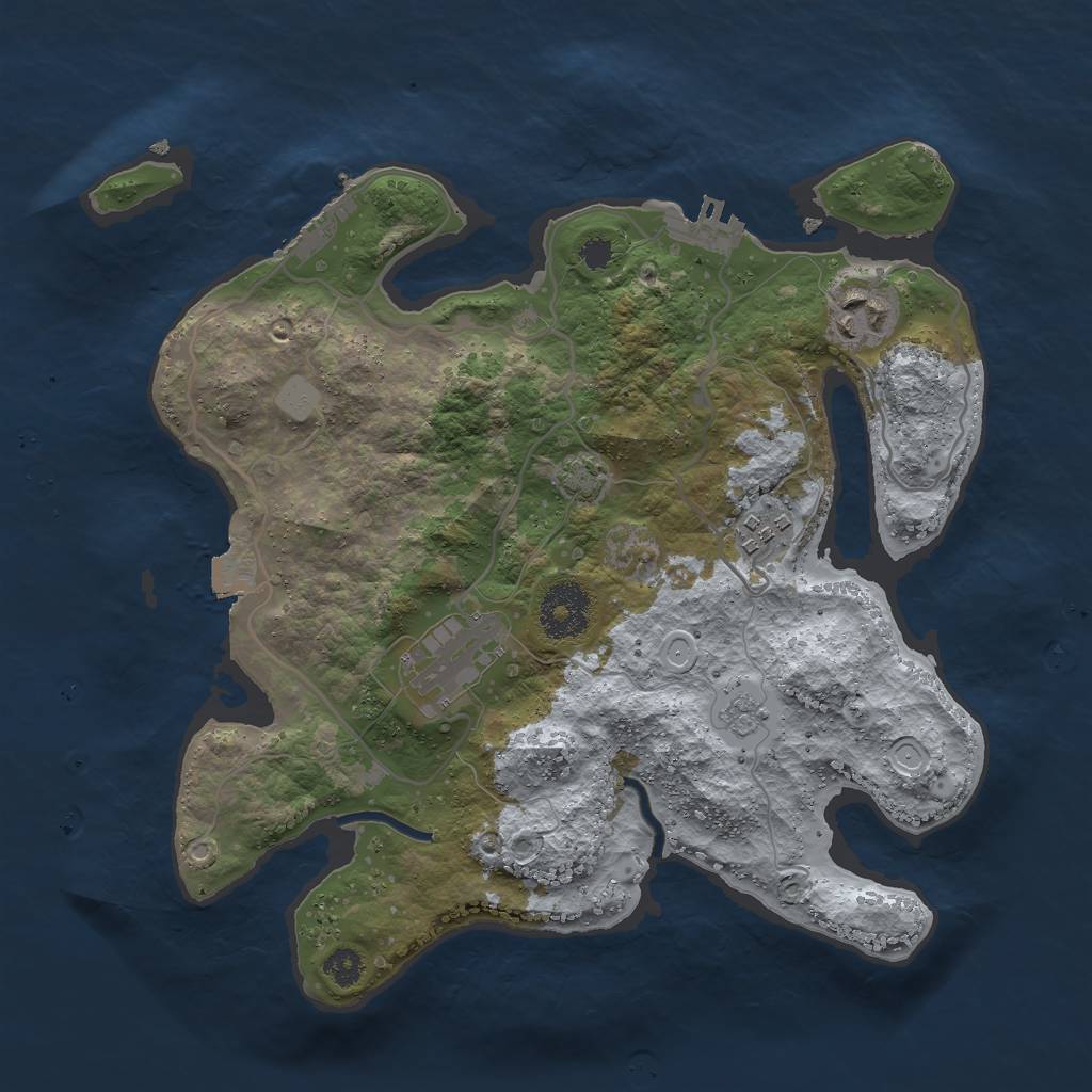 Rust Map: Procedural Map, Size: 3000, Seed: 1347059, 10 Monuments
