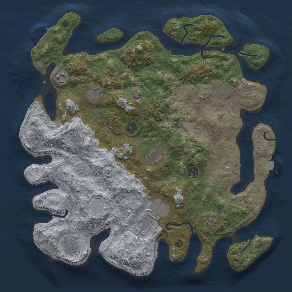Rust Map: Procedural Map, Size: 3900, Seed: 61431596, 16 Monuments