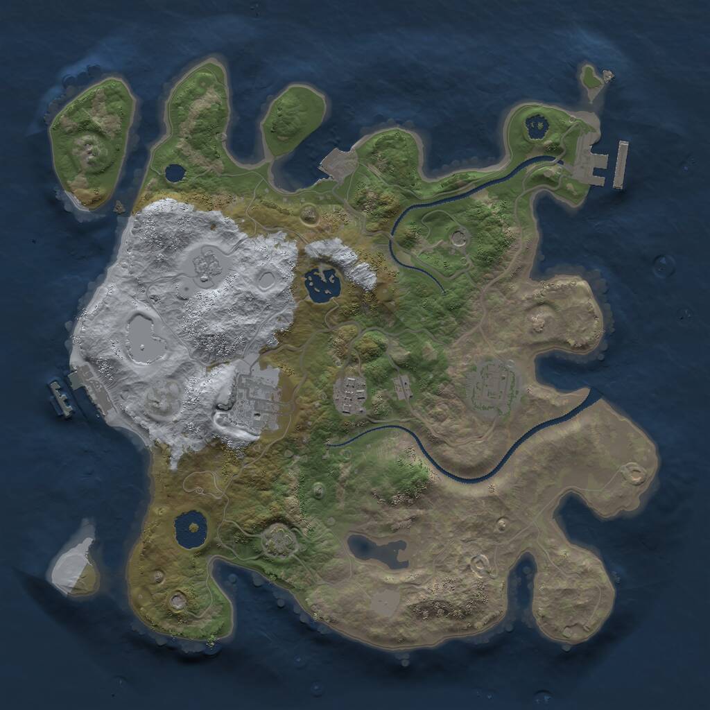 Rust Map: Procedural Map, Size: 3000, Seed: 26446, 10 Monuments