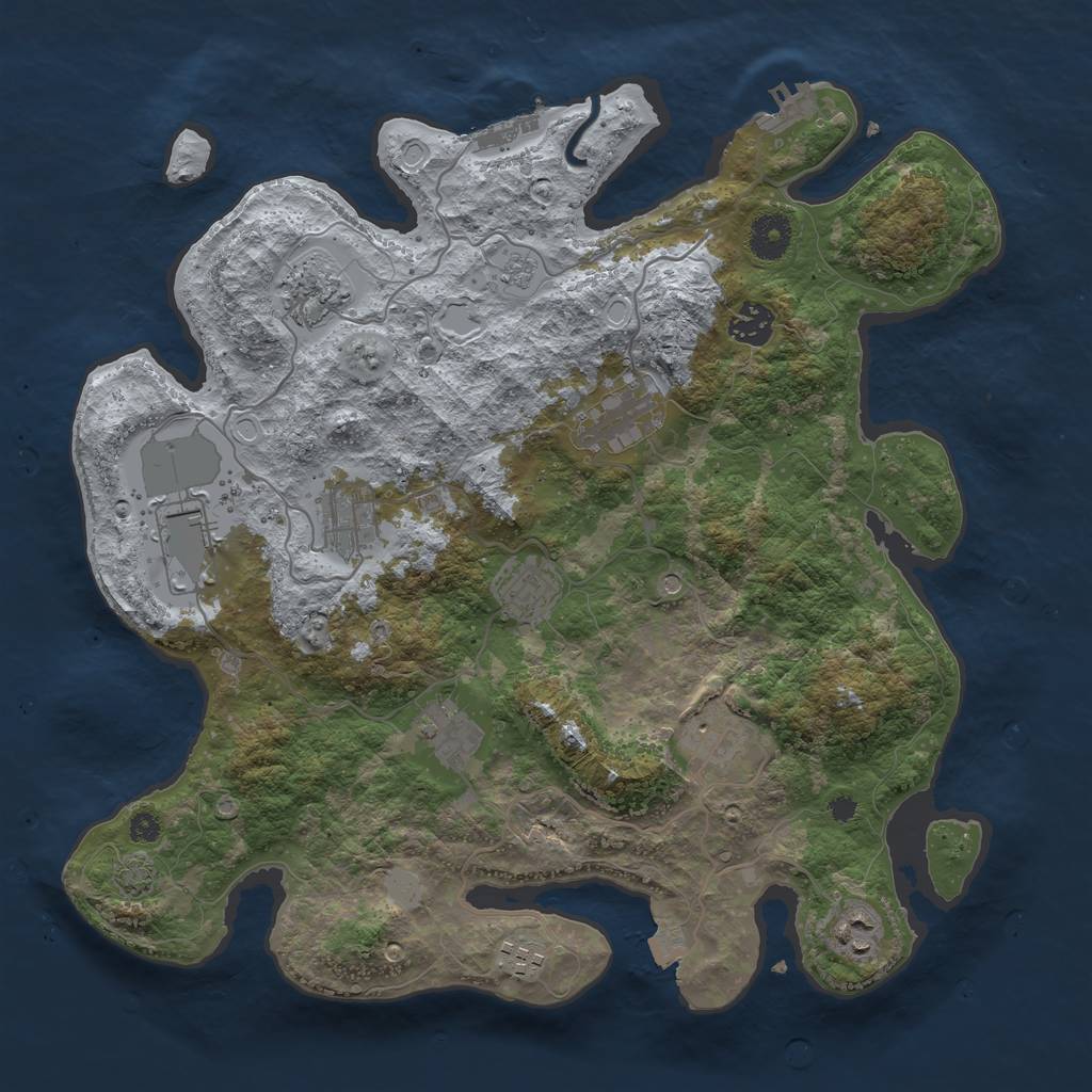 Rust Map: Procedural Map, Size: 3700, Seed: 144290450, 18 Monuments