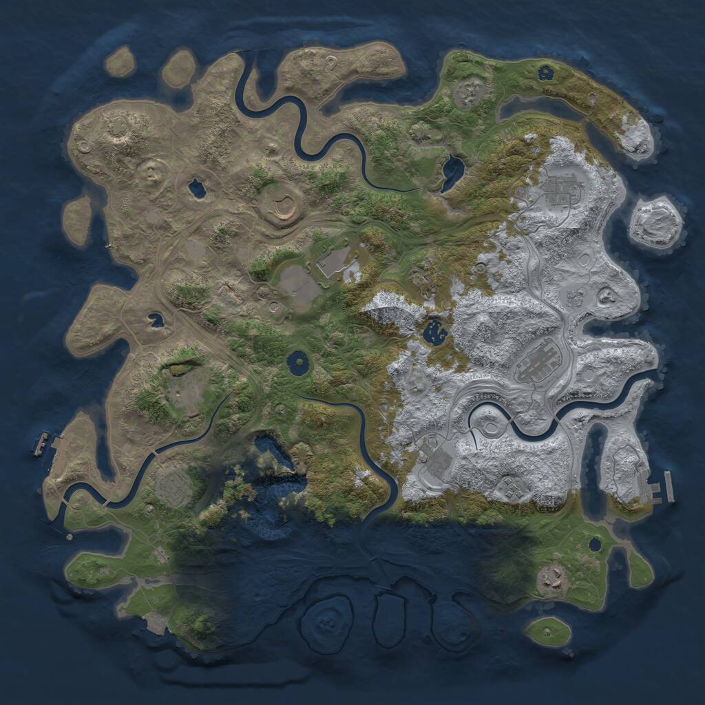 Rust Map: Procedural Map, Size: 4500, Seed: 648451783, 17 Monuments
