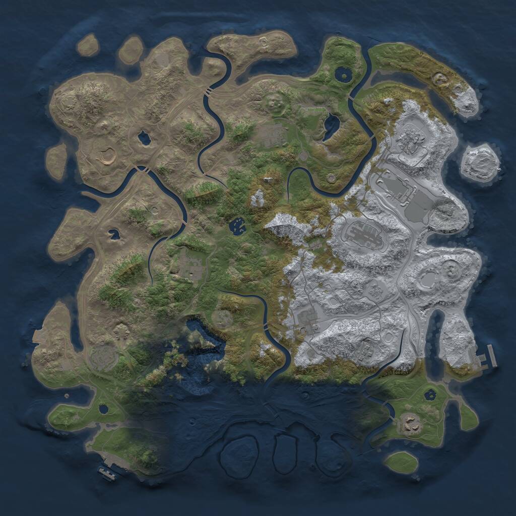 Rust Map: Procedural Map, Size: 4500, Seed: 648451783, 17 Monuments