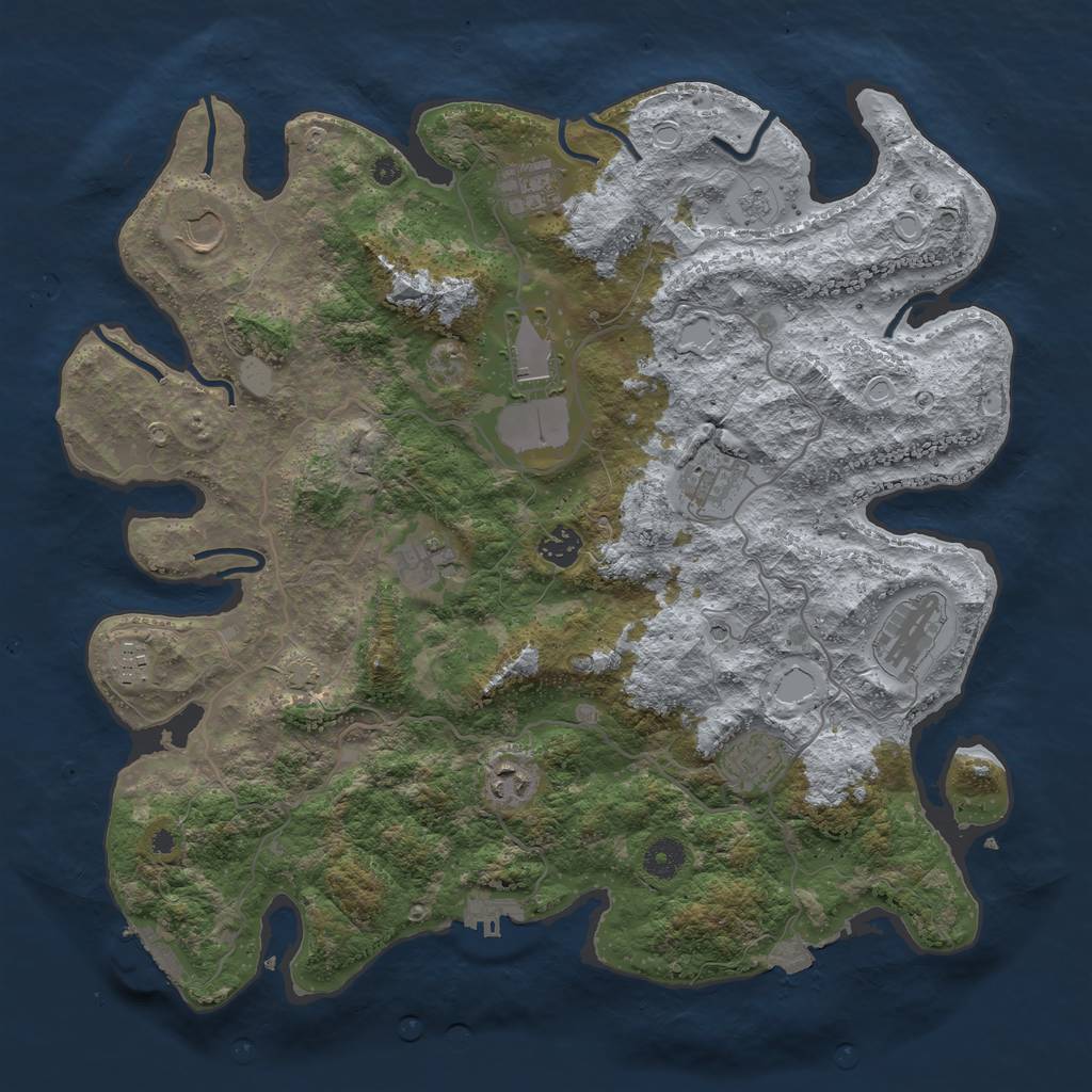 Rust Map: Procedural Map, Size: 4000, Seed: 929685683, 18 Monuments