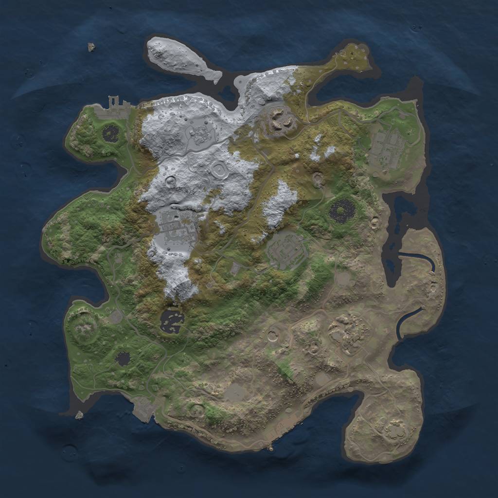 Rust Map: Procedural Map, Size: 3000, Seed: 1850348006, 14 Monuments