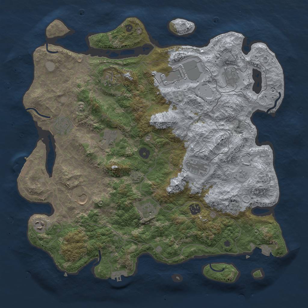 Rust Map: Procedural Map, Size: 4200, Seed: 37040155, 19 Monuments