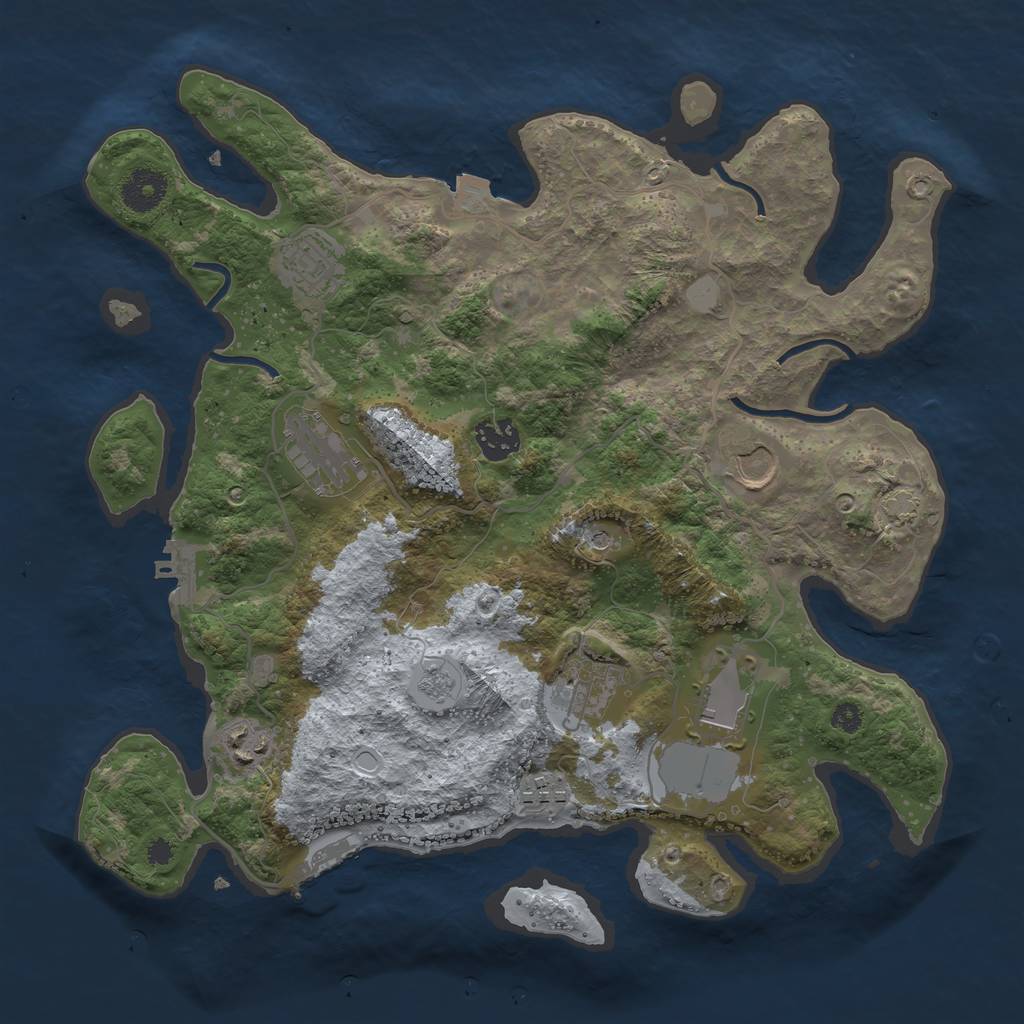 Rust Map: Procedural Map, Size: 3500, Seed: 956700887, 16 Monuments