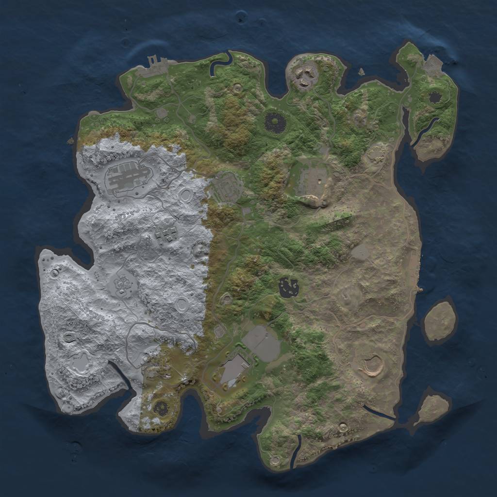 Rust Map: Procedural Map, Size: 3500, Seed: 1401770321, 16 Monuments