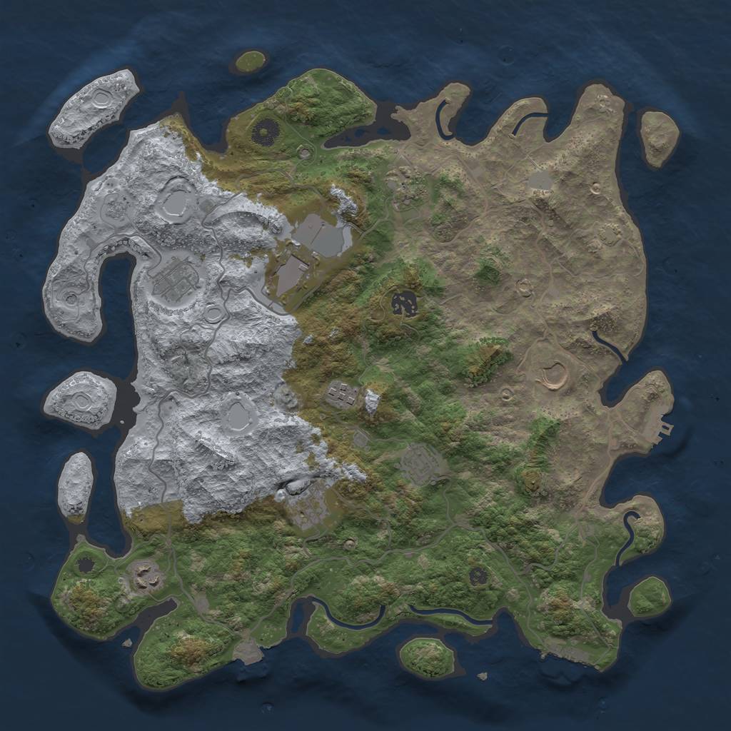 Rust Map: Procedural Map, Size: 4000, Seed: 780194897, 17 Monuments