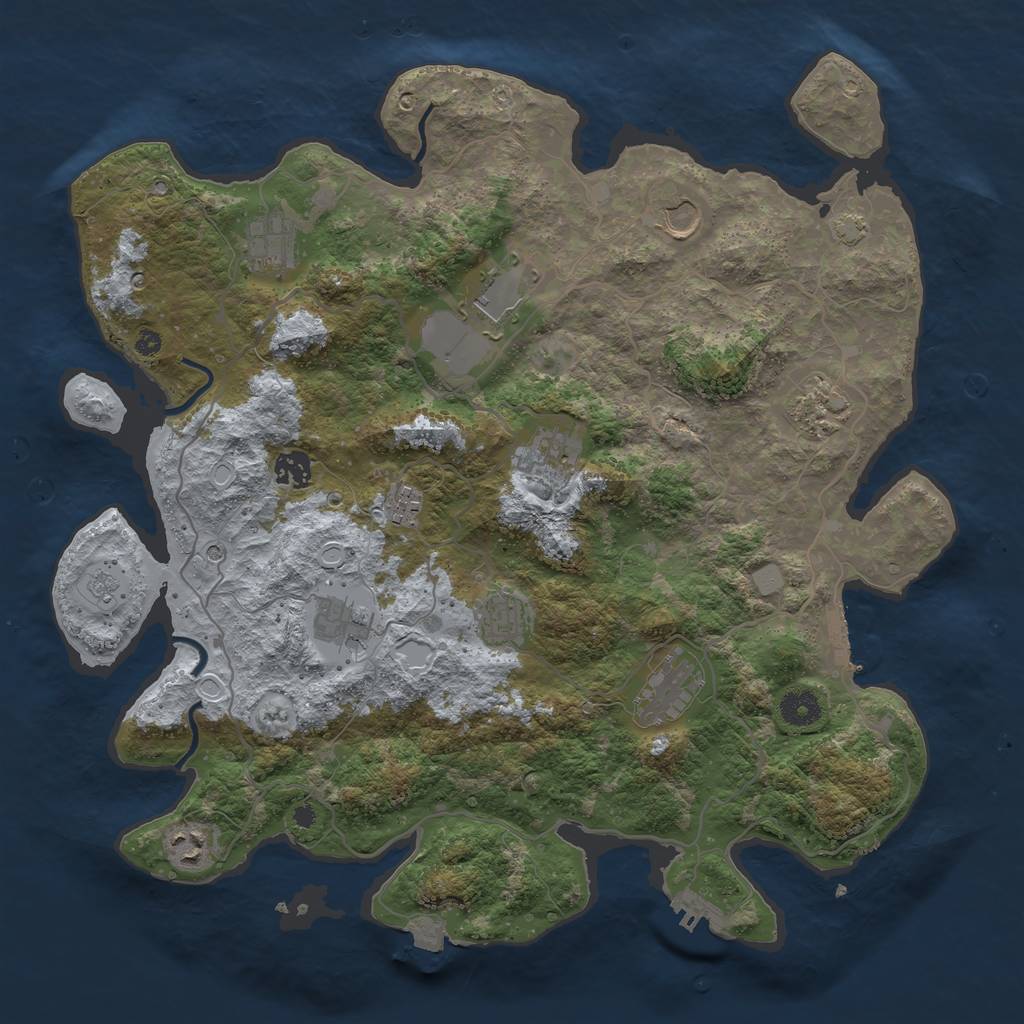 Rust Map: Procedural Map, Size: 4000, Seed: 915698472, 19 Monuments