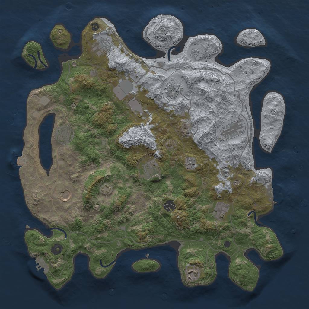 Rust Map: Procedural Map, Size: 4000, Seed: 1391948739, 19 Monuments