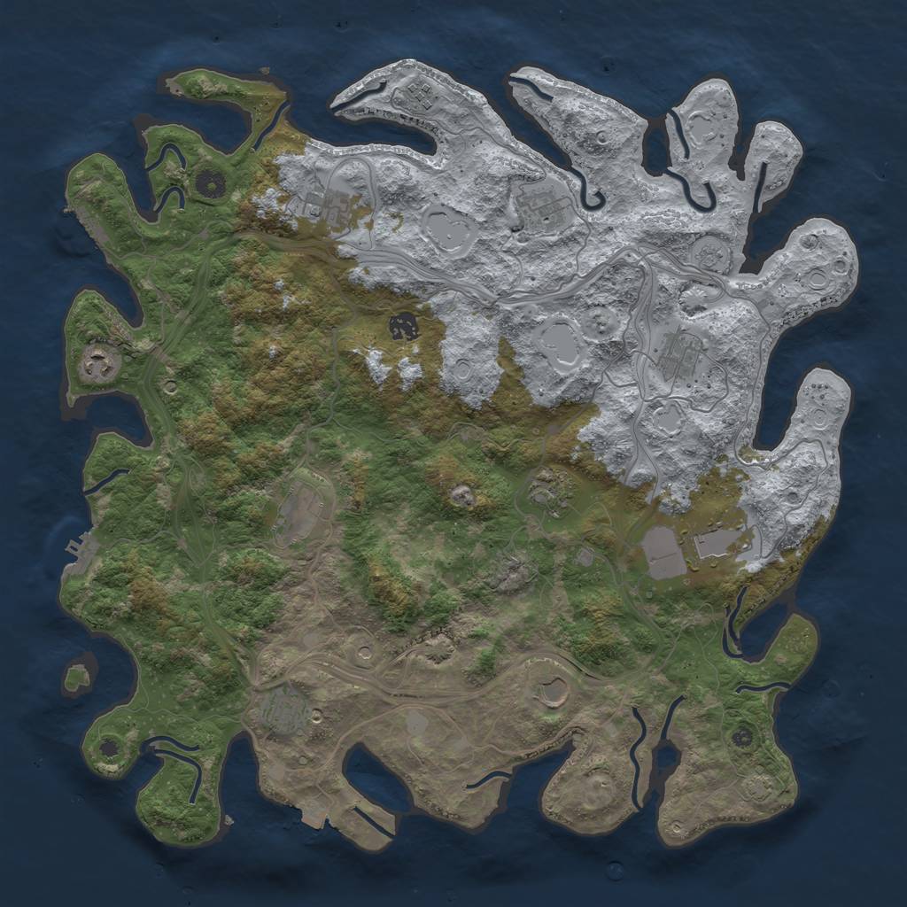 Rust Map: Procedural Map, Size: 4500, Seed: 779399728, 19 Monuments