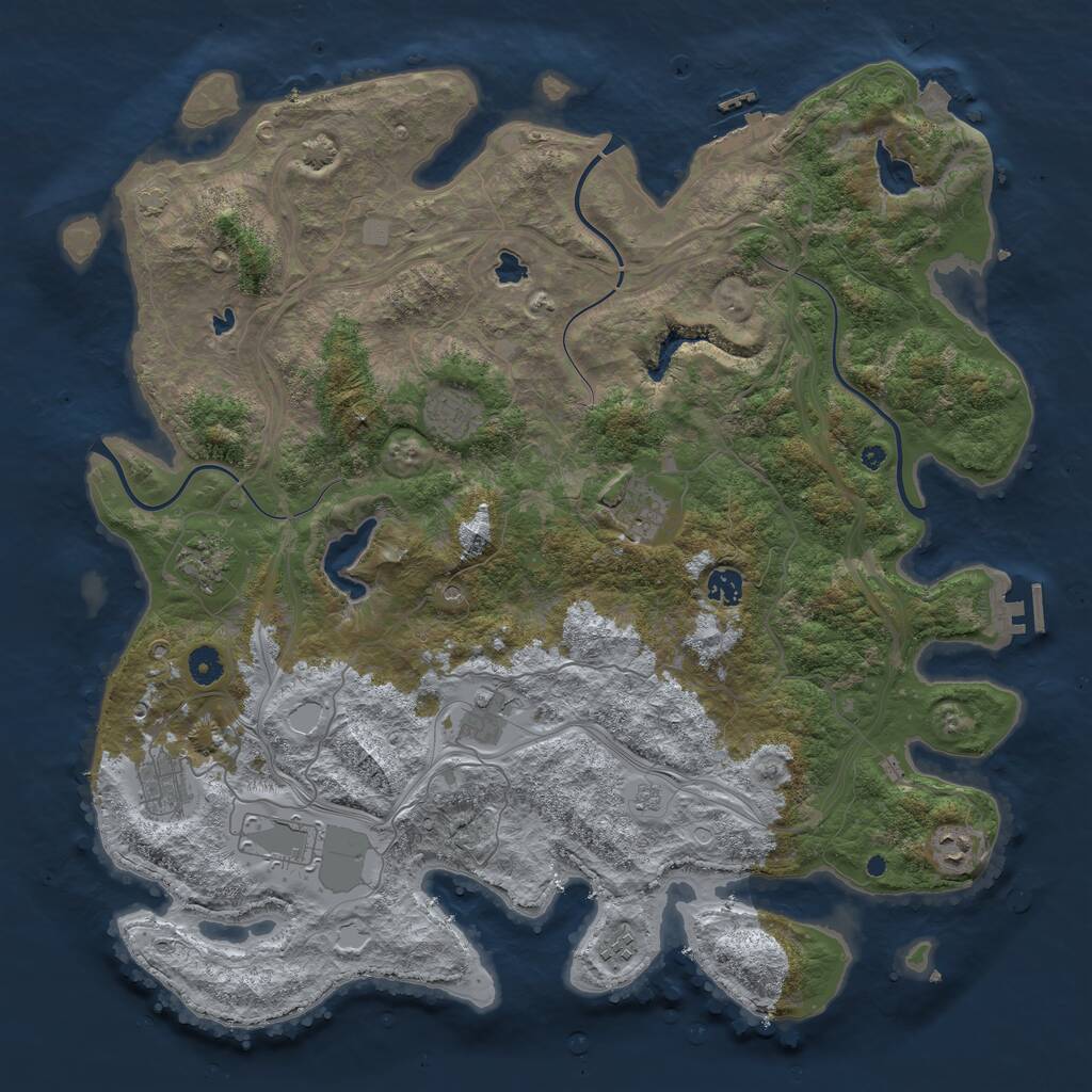 Rust Map: Procedural Map, Size: 4500, Seed: 33114, 15 Monuments