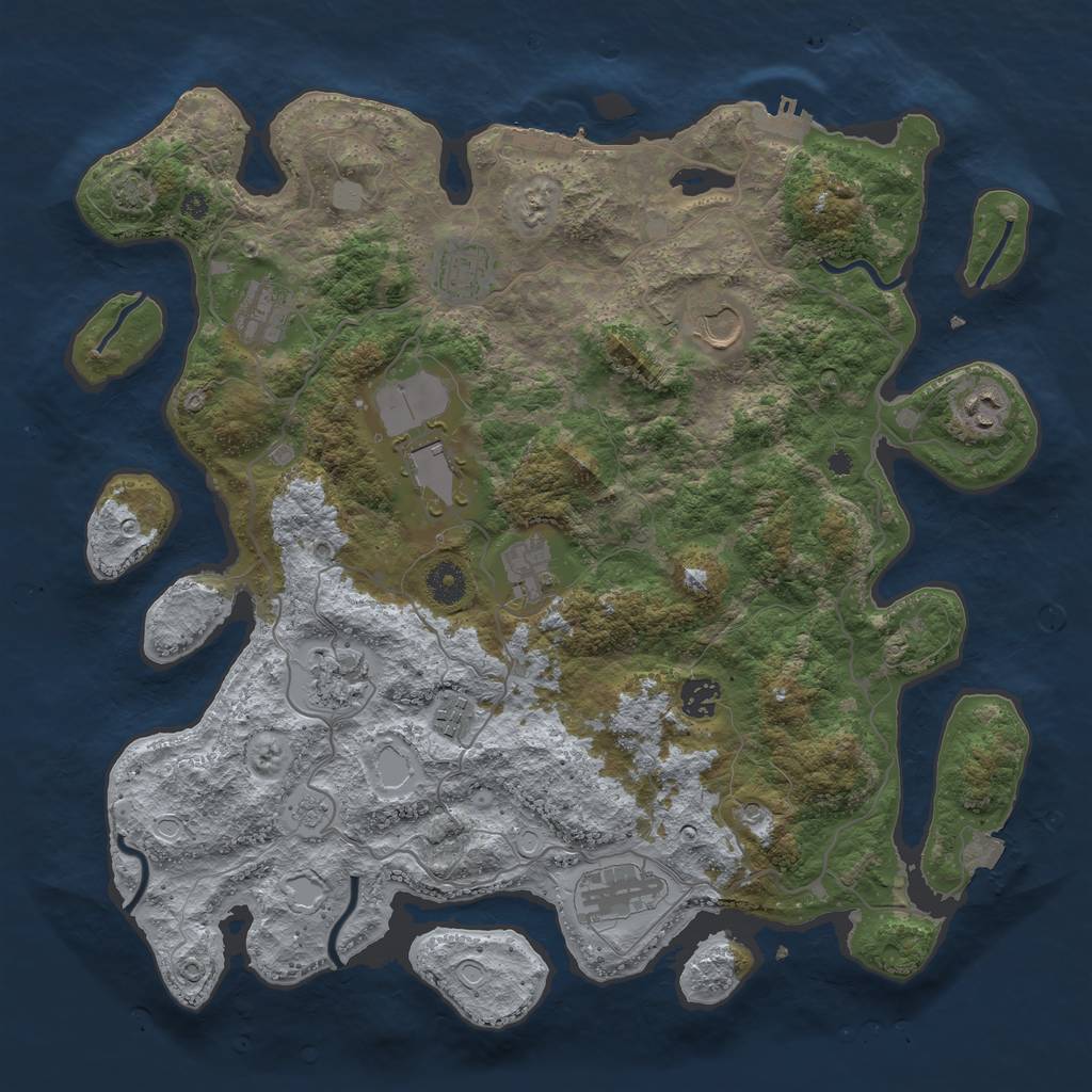 Rust Map: Procedural Map, Size: 4000, Seed: 49746, 18 Monuments