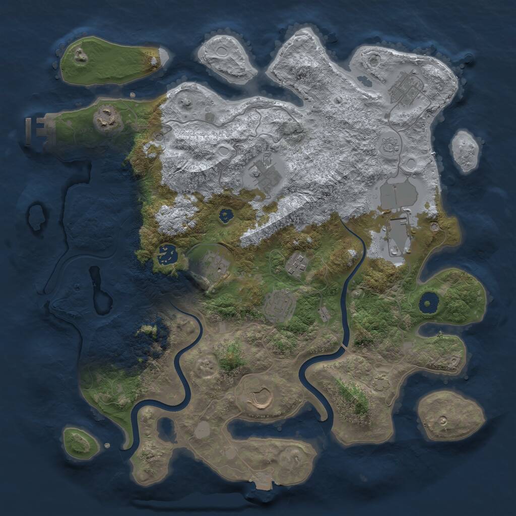 Rust Map: Procedural Map, Size: 3700, Seed: 1126825613, 14 Monuments