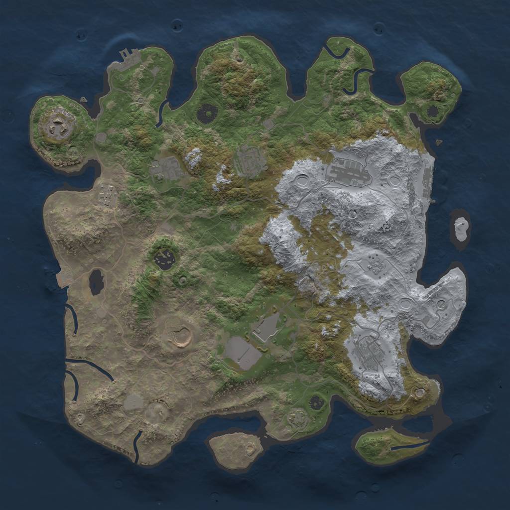 Rust Map: Procedural Map, Size: 3800, Seed: 97768, 17 Monuments