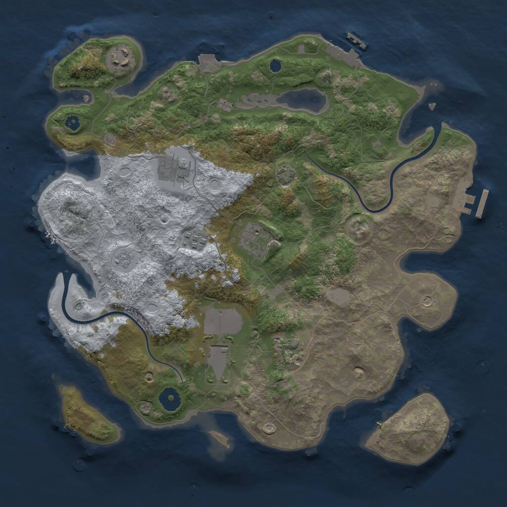 Rust Map: Procedural Map, Size: 3500, Seed: 831380014, 12 Monuments