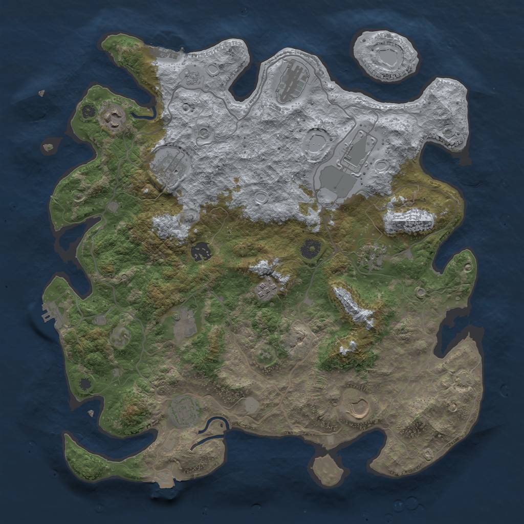 Rust Map: Procedural Map, Size: 4000, Seed: 401032023, 18 Monuments