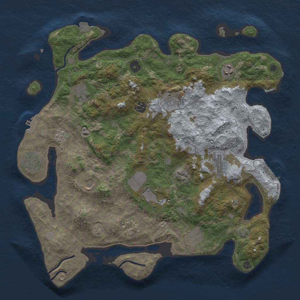 Rust Map: Procedural Map, Size: 4000, Seed: 301032023, 19 Monuments
