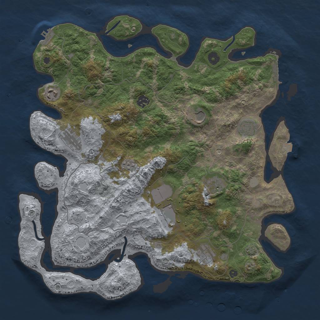 Rust Map: Procedural Map, Size: 4000, Seed: 331675801, 17 Monuments