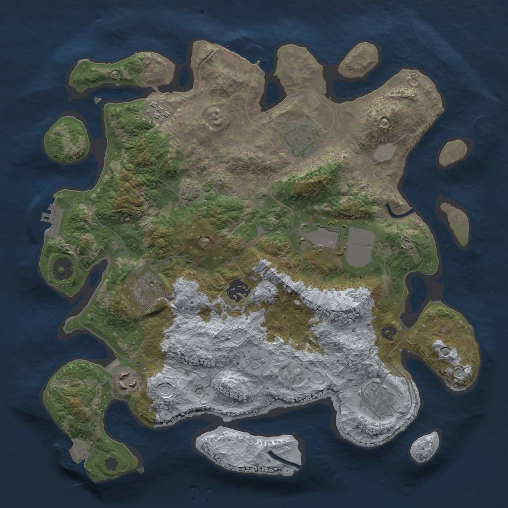 Rust Map: Procedural Map, Size: 3500, Seed: 558334, 15 Monuments