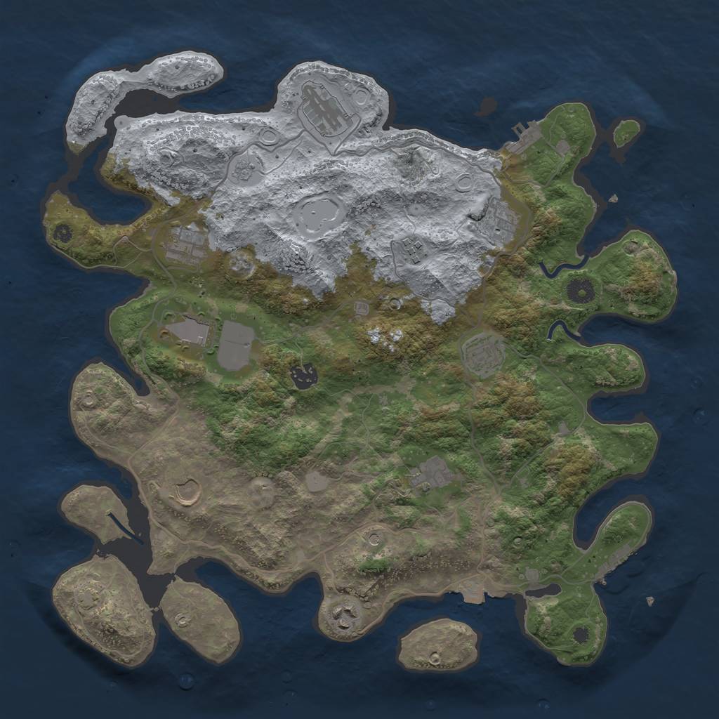 Rust Map: Procedural Map, Size: 4000, Seed: 622351, 18 Monuments