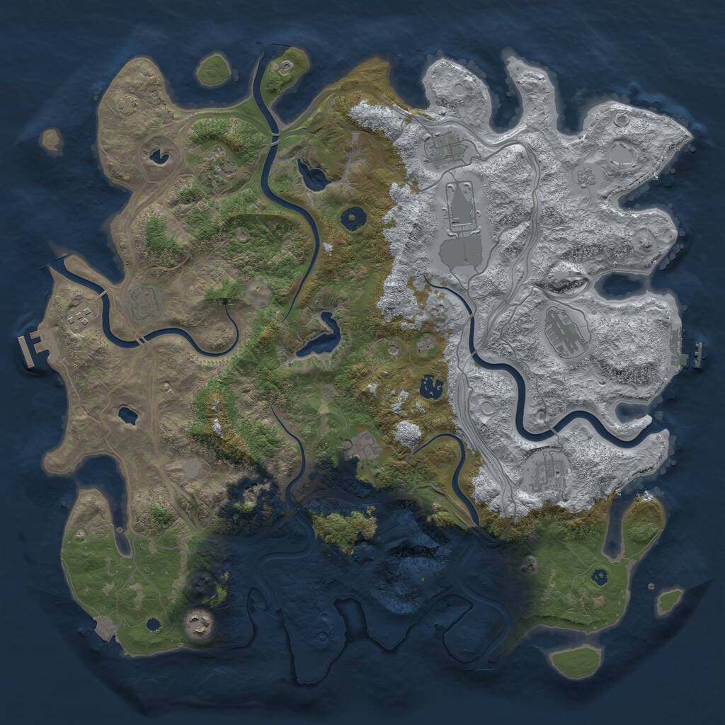 Rust Map: Procedural Map, Size: 4500, Seed: 870673111, 16 Monuments