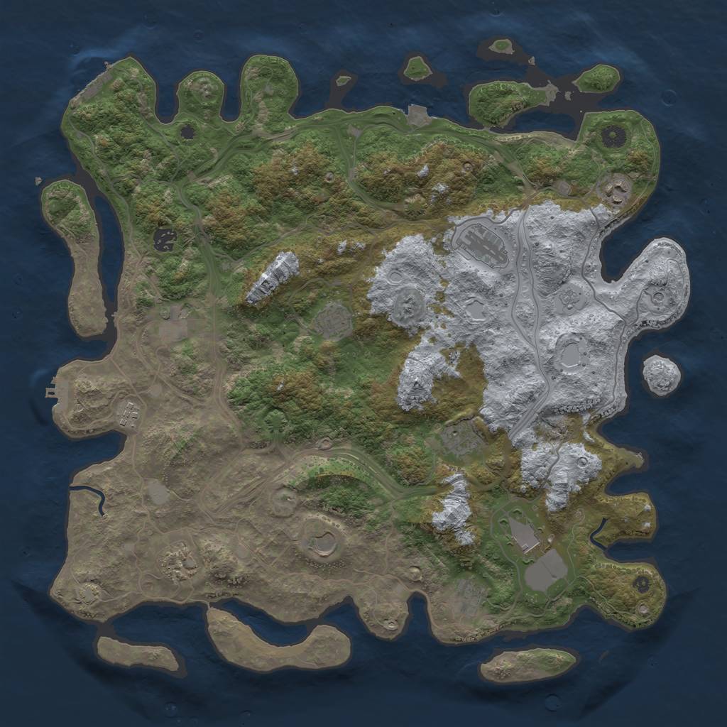 Rust Map: Procedural Map, Size: 4500, Seed: 1952029634, 19 Monuments