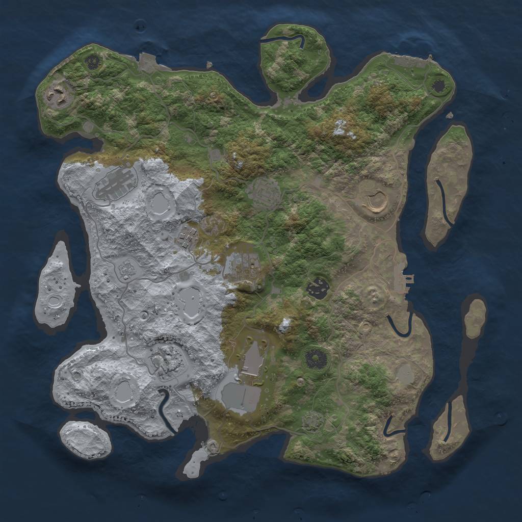 Rust Map: Procedural Map, Size: 3650, Seed: 61887200, 16 Monuments