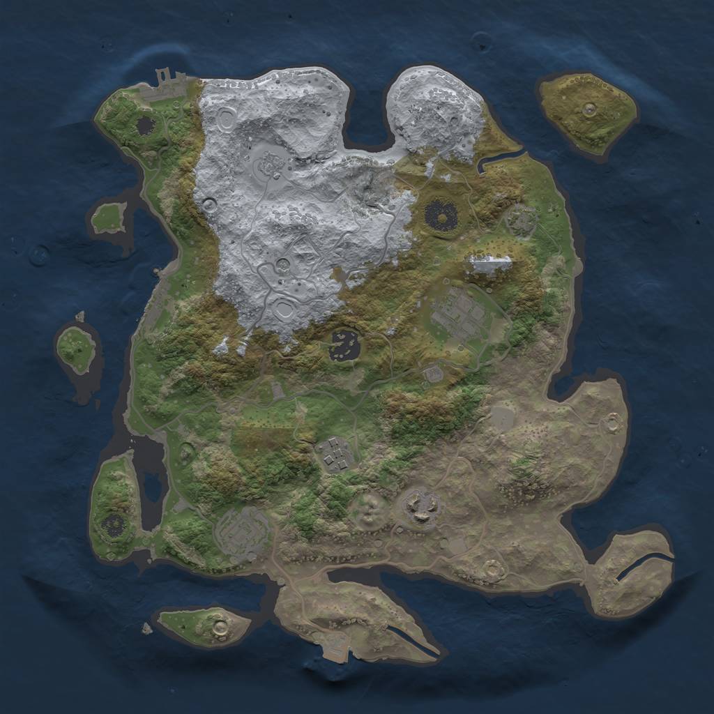 Rust Map: Procedural Map, Size: 3250, Seed: 1389783554, 13 Monuments