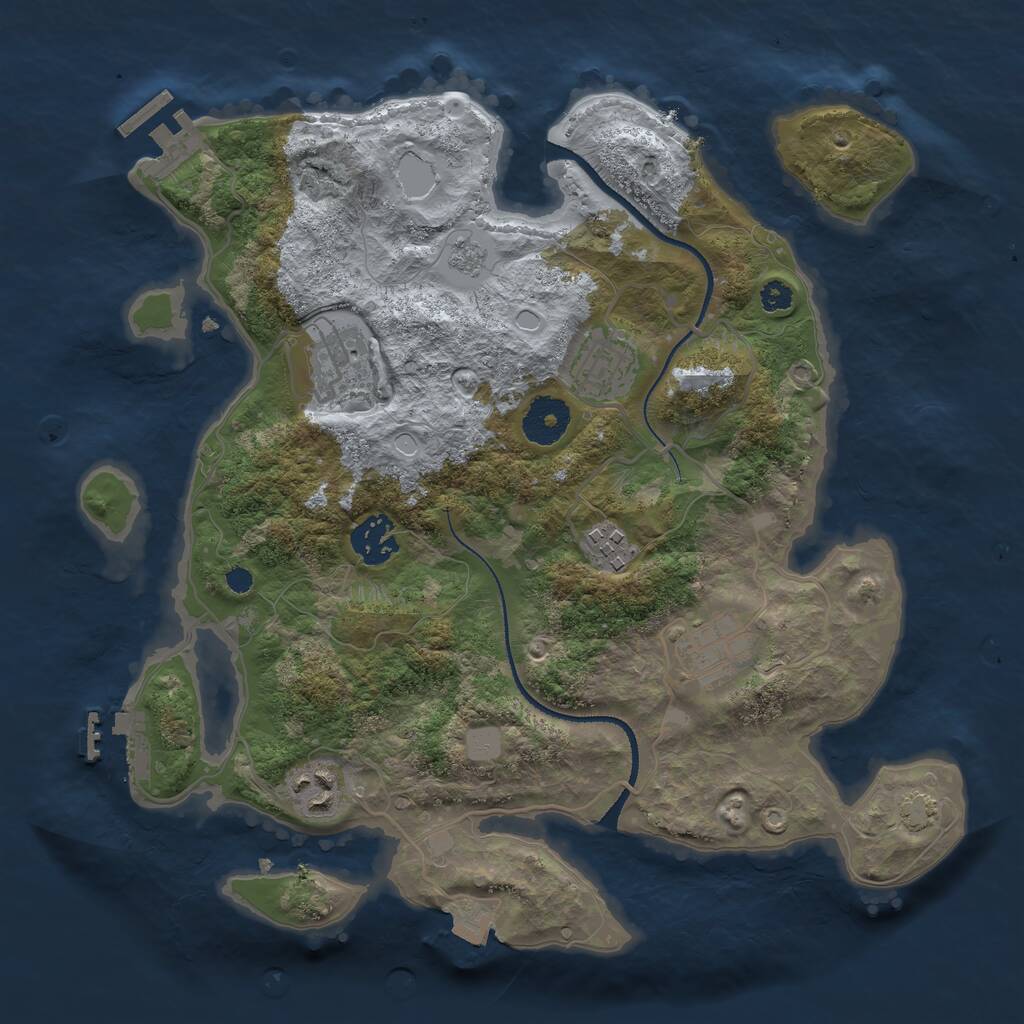 Rust Map: Procedural Map, Size: 3250, Seed: 1389783554, 11 Monuments