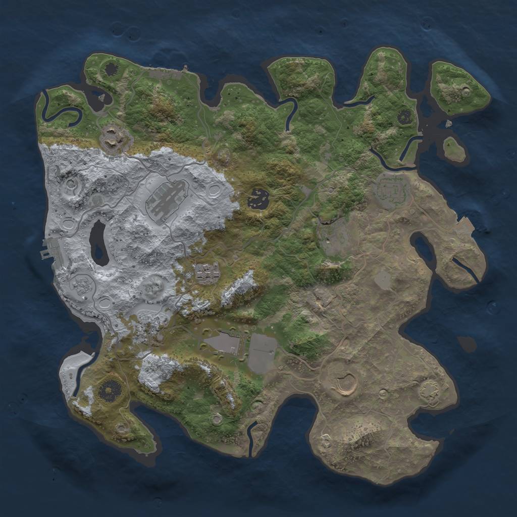 Rust Map: Procedural Map, Size: 3500, Seed: 1130127424, 17 Monuments