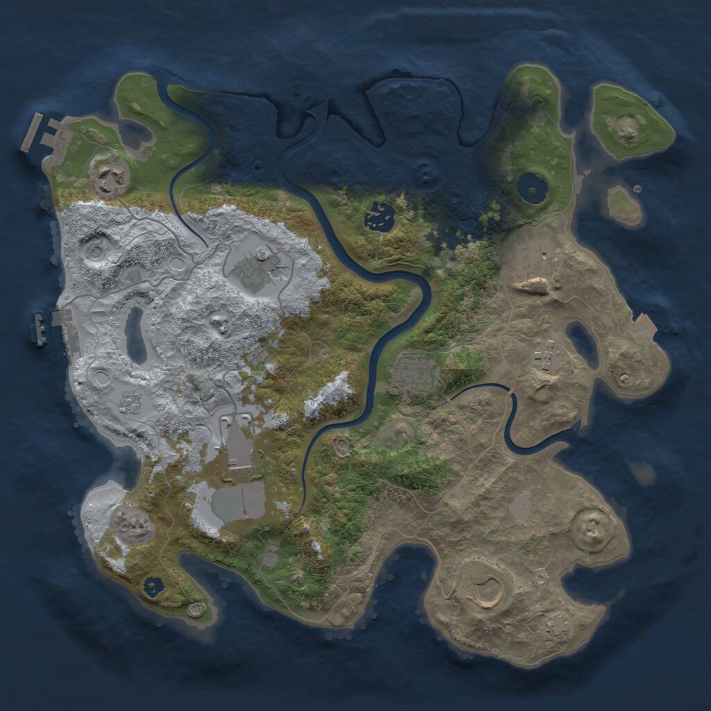 Rust Map: Procedural Map, Size: 3500, Seed: 1130127424, 14 Monuments