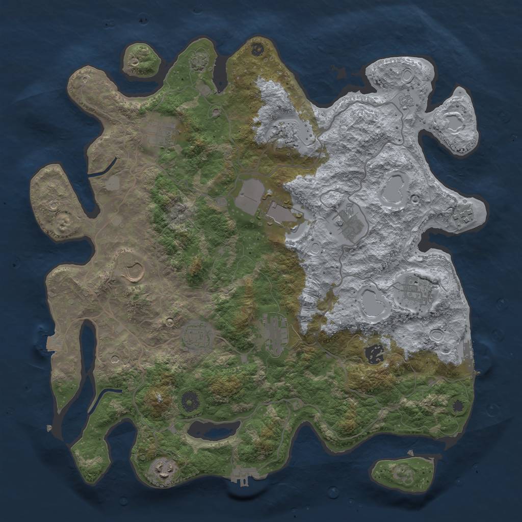 Rust Map: Procedural Map, Size: 4000, Seed: 977699478, 19 Monuments