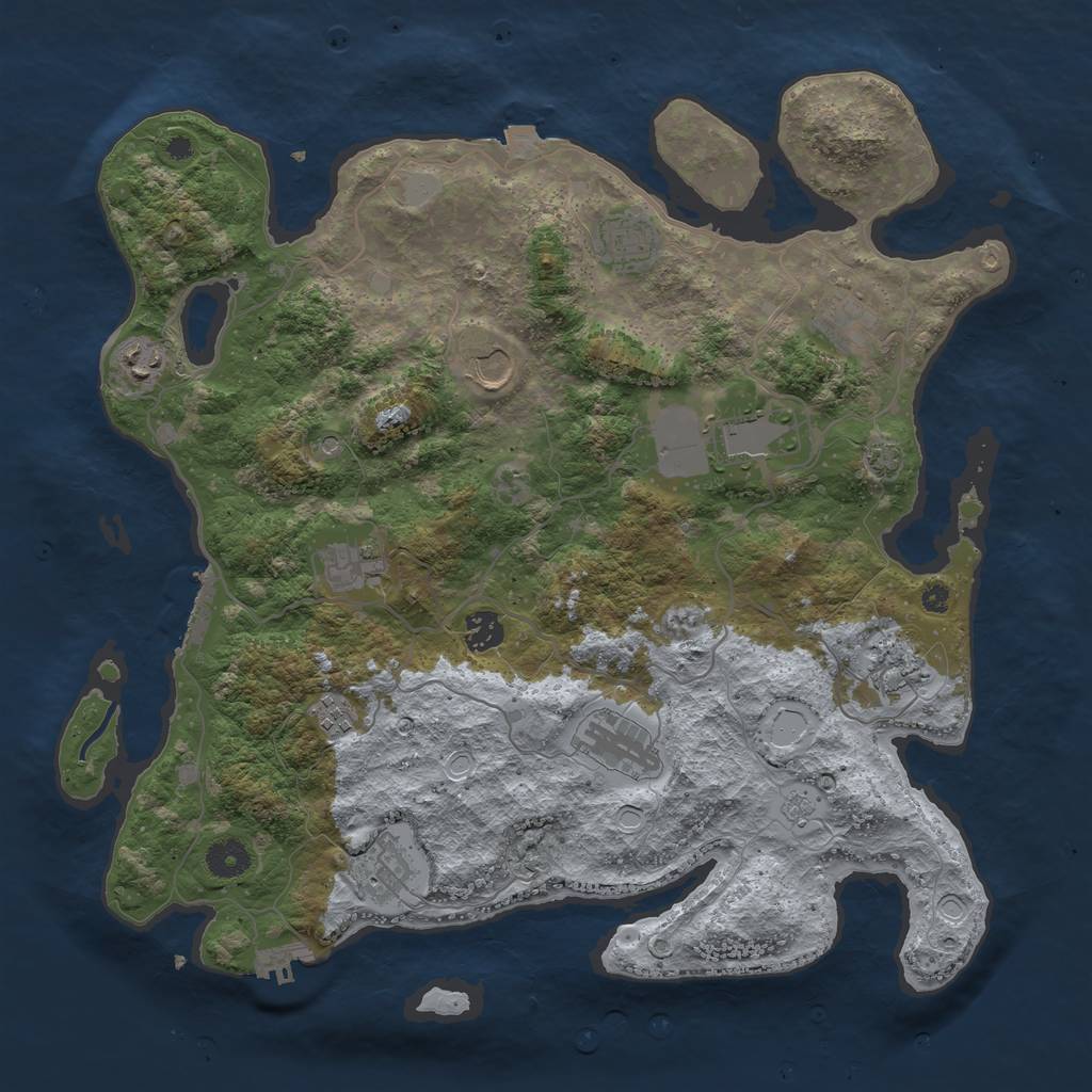 Rust Map: Procedural Map, Size: 4000, Seed: 1523250914, 19 Monuments