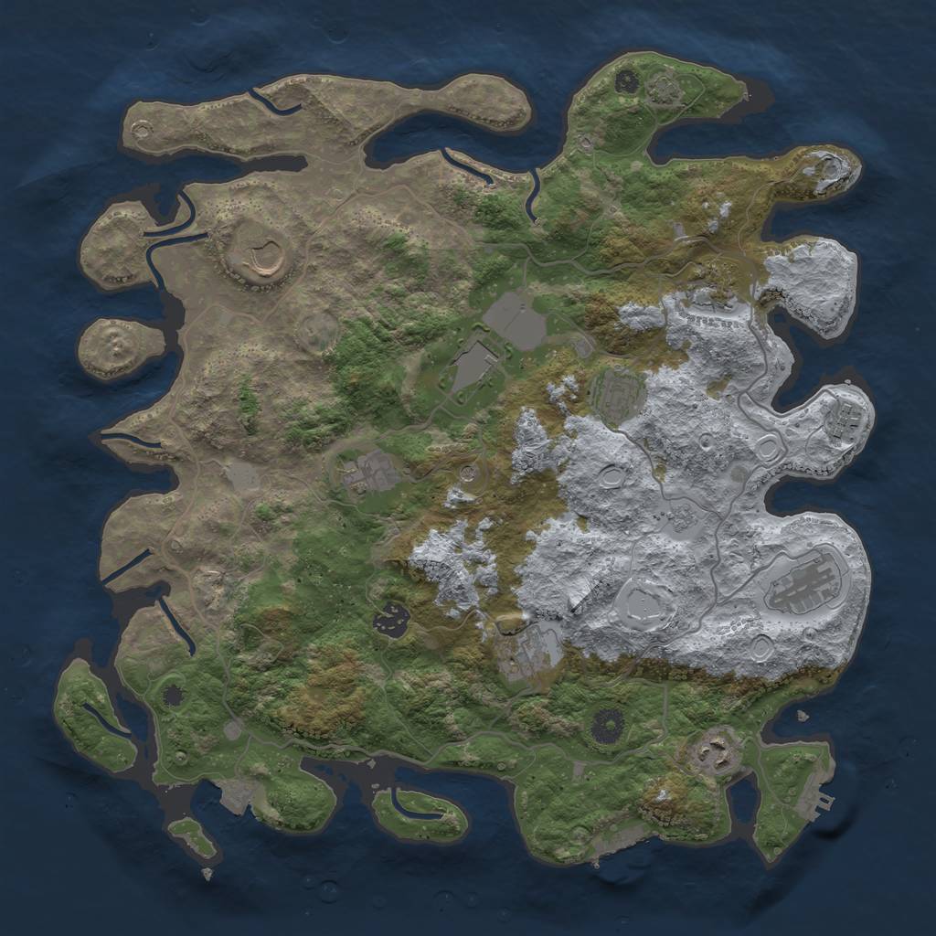 Rust Map: Procedural Map, Size: 4000, Seed: 5670, 18 Monuments