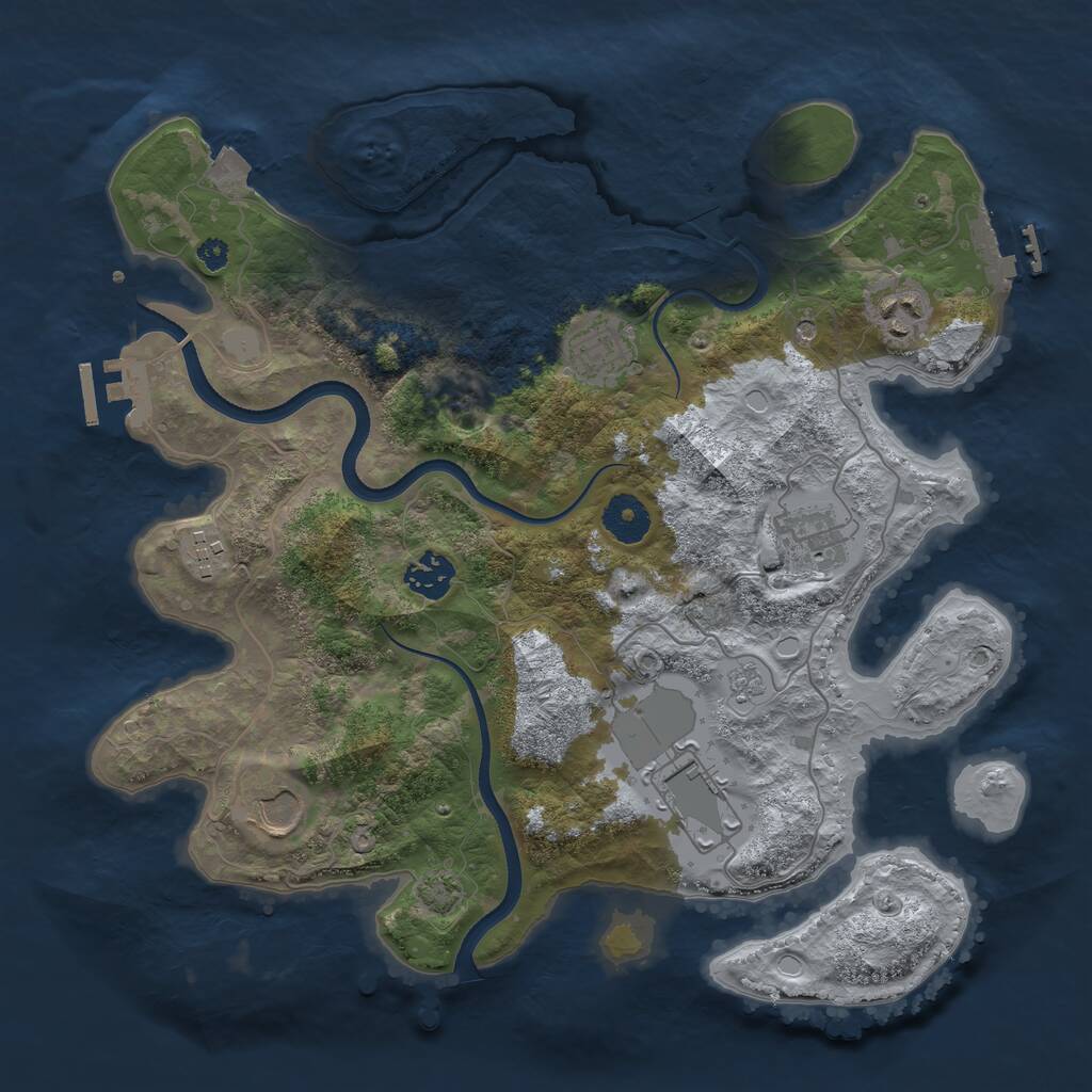 Rust Map: Procedural Map, Size: 3500, Seed: 206856132, 13 Monuments