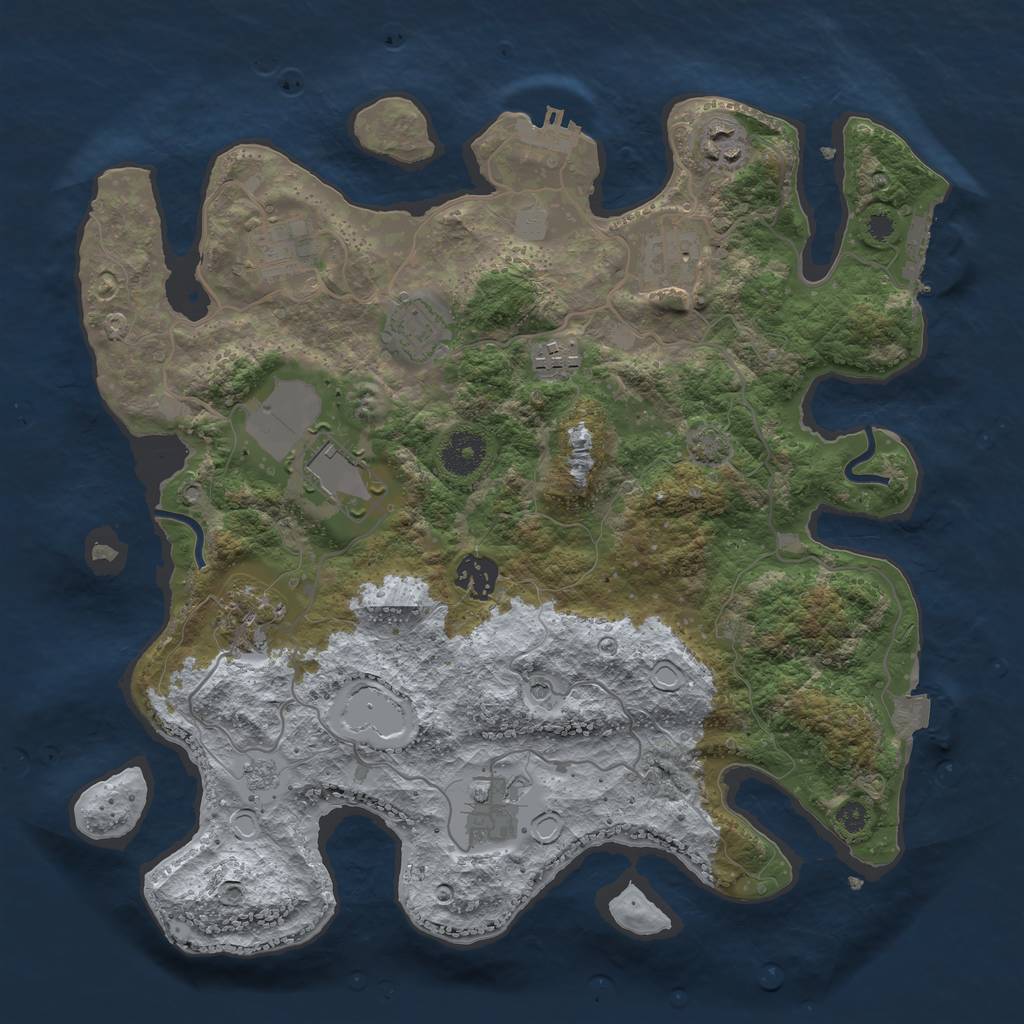 Rust Map: Procedural Map, Size: 3500, Seed: 828456696, 17 Monuments