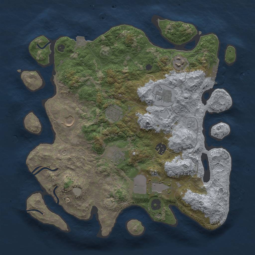 Rust Map: Procedural Map, Size: 3500, Seed: 1203393829, 14 Monuments