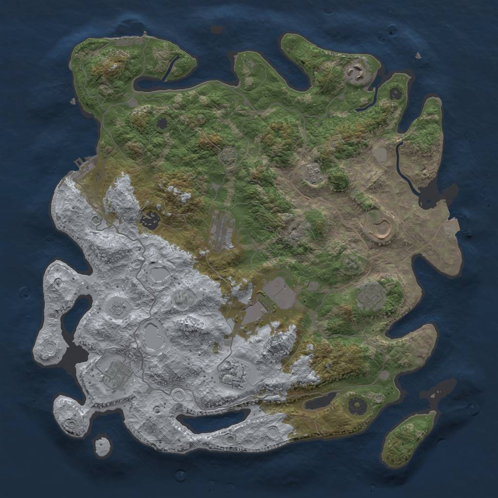 Rust Map: Procedural Map, Size: 4000, Seed: 37741886, 17 Monuments