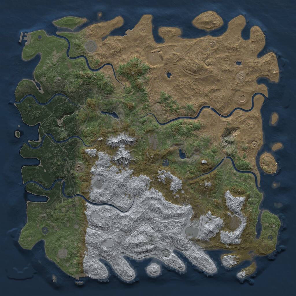 Rust Map: Procedural Map, Size: 6000, Seed: 121501074, 19 Monuments
