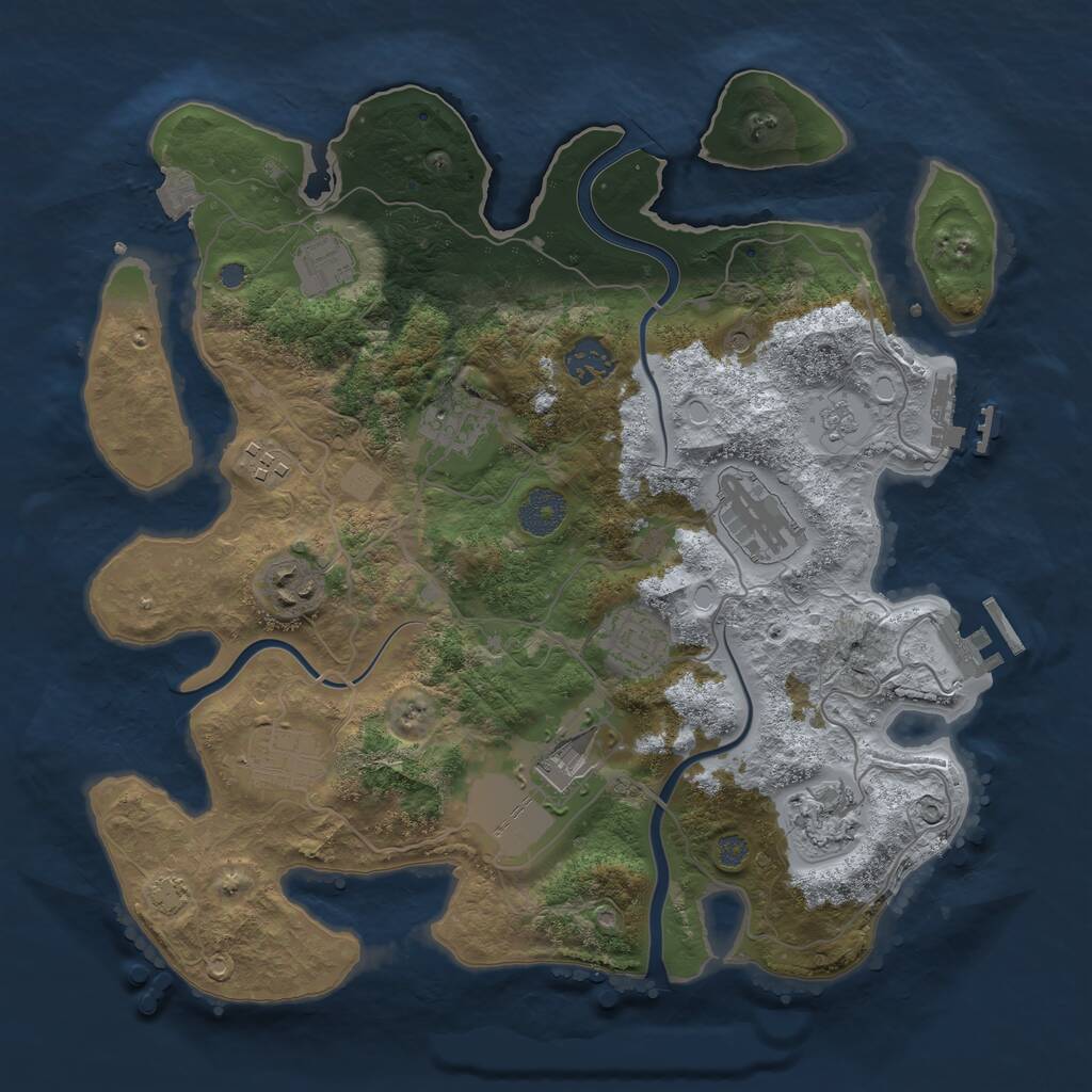 Rust Map: Procedural Map, Size: 3500, Seed: 311462406, 17 Monuments