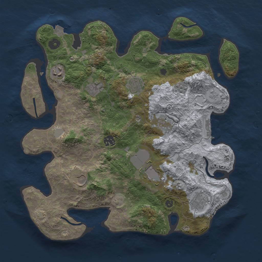 Rust Map: Procedural Map, Size: 3500, Seed: 311462406, 16 Monuments